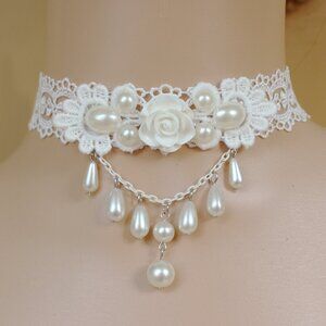 Wedding White Lace Princess Miyanobu Pearl Necklace